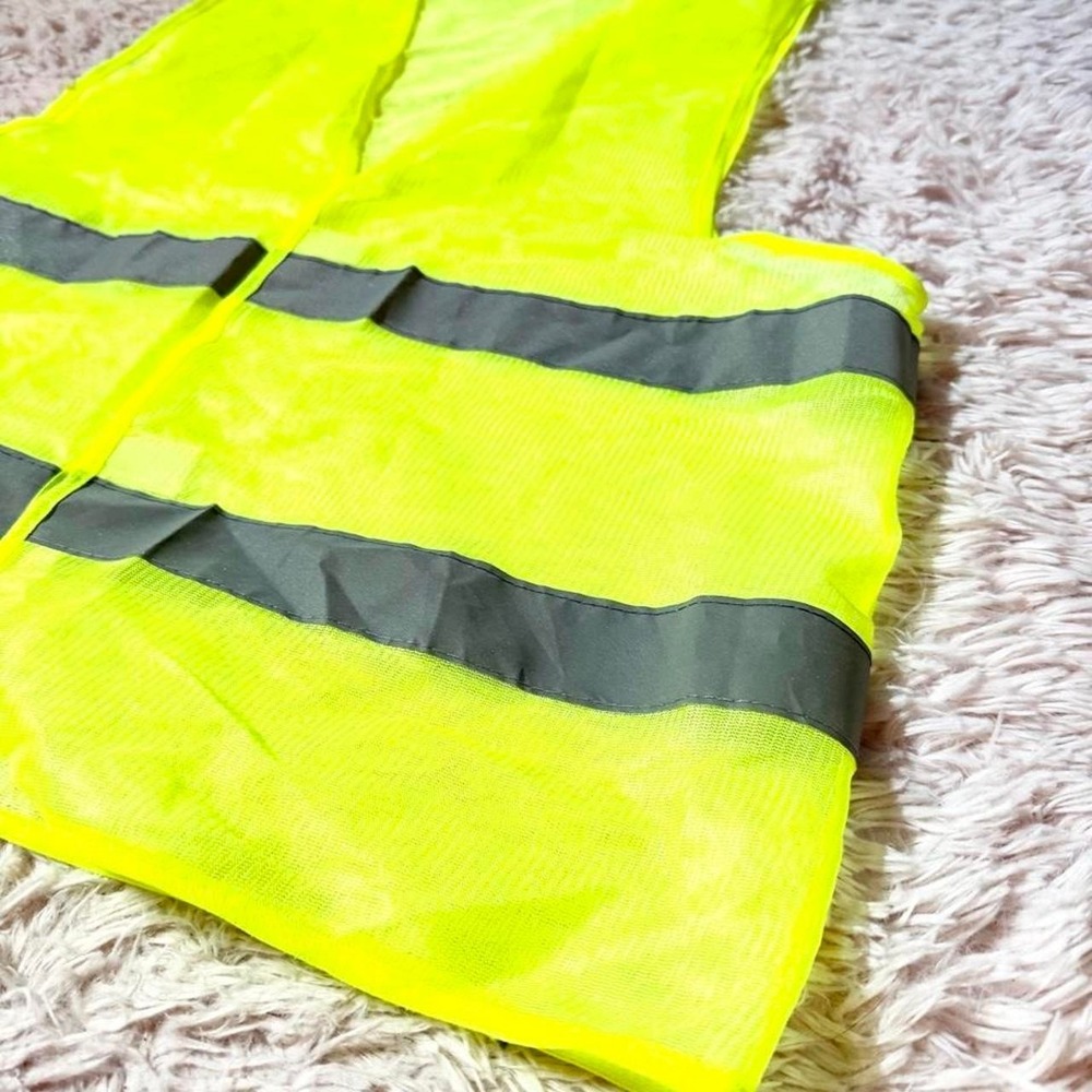 Yellow Reflective Construction Safety Neon Yellow Costume Cosplay Vest Adult OS - Picture 4 of 5